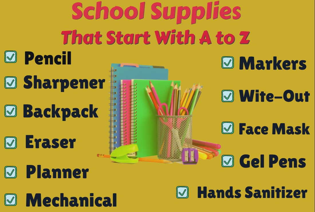 School Supplies That Start With A to Z