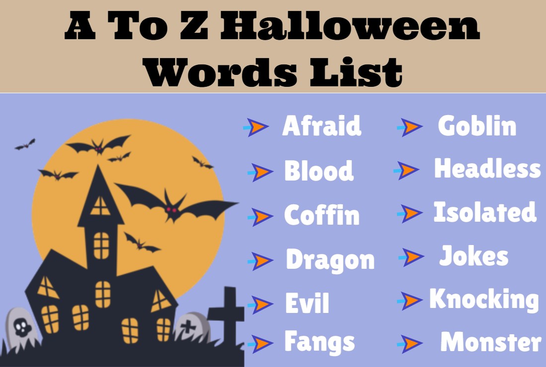 A To Z Halloween Words List