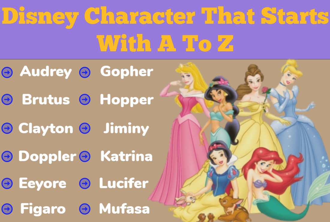 Disney Character That Starts With A To Z