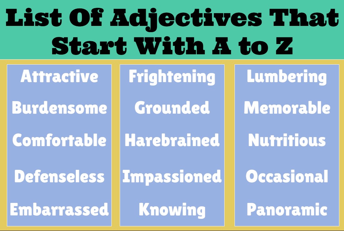 List Of Adjectives That Start With A to Z