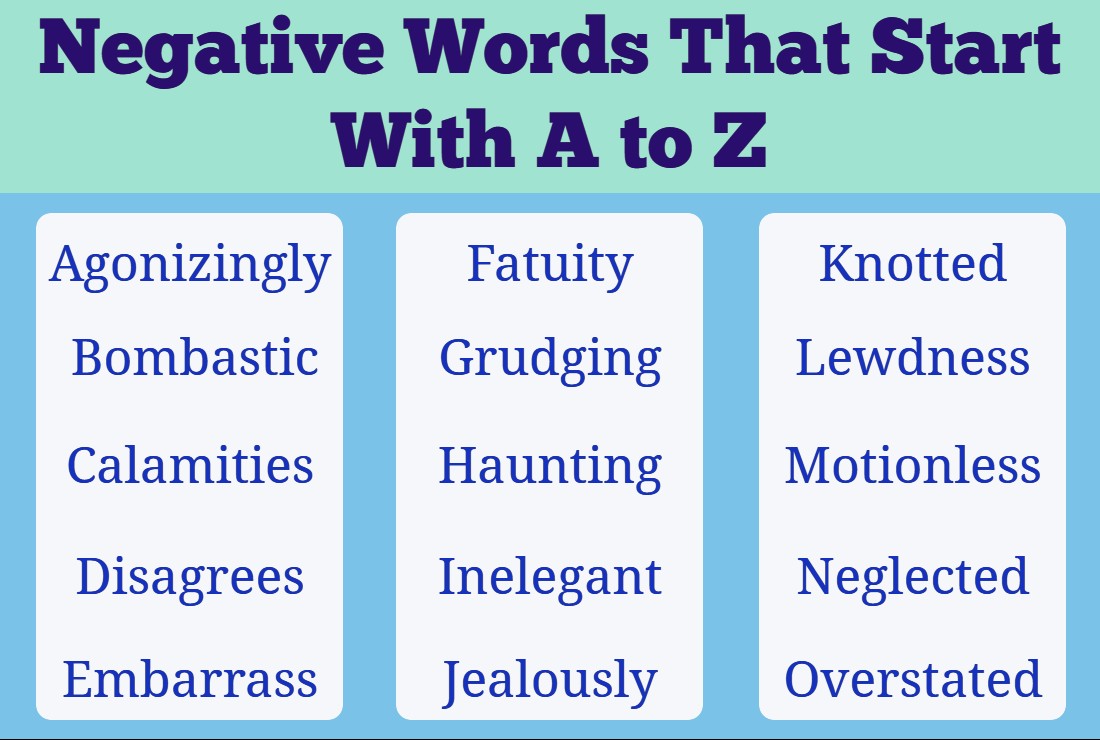 Negative Words That Start With A to Z