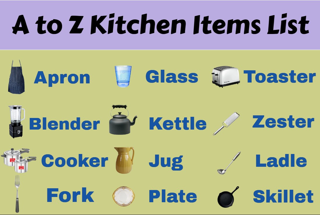 A to Z Kitchen Items List