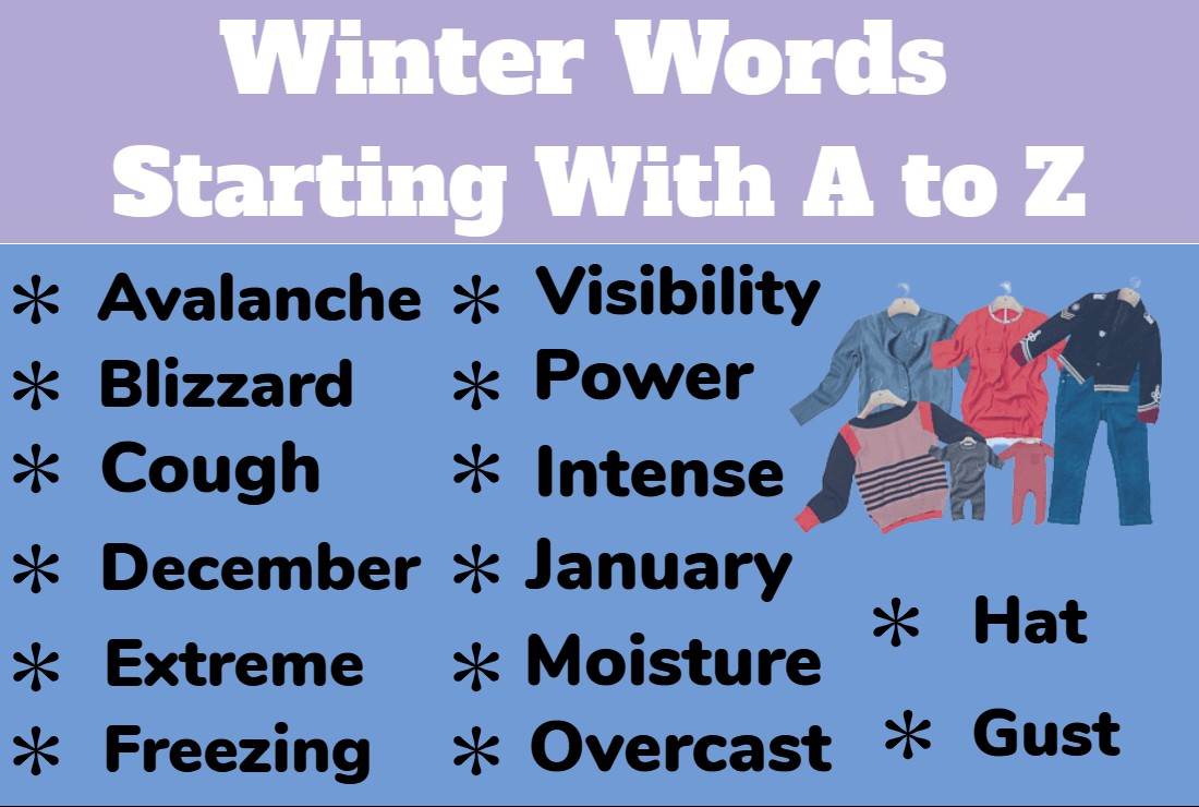 Winter Words Starting With A to Z