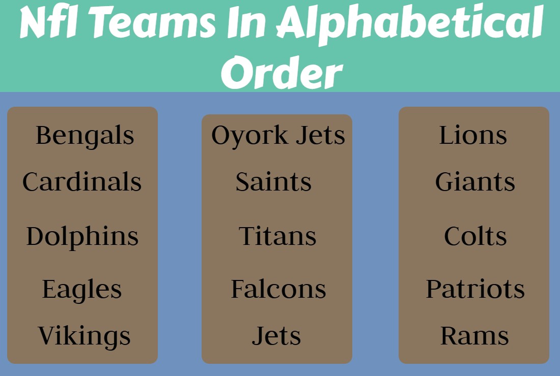 Nfl Teams In Alphabetical Order